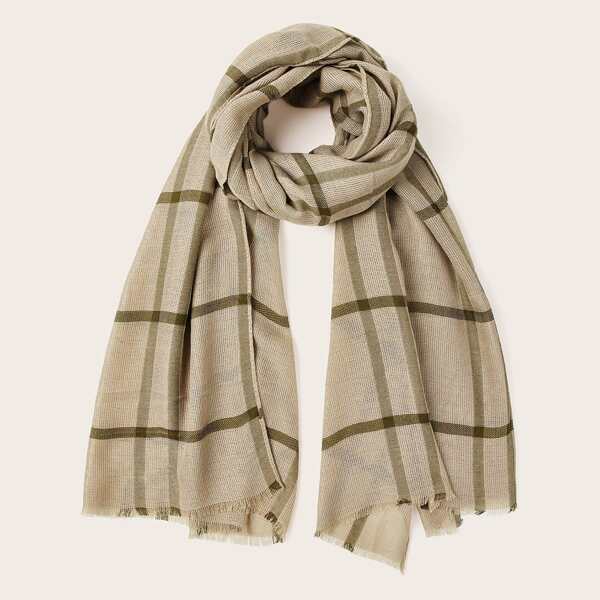 

Plaid Pattern Scarf, Khaki