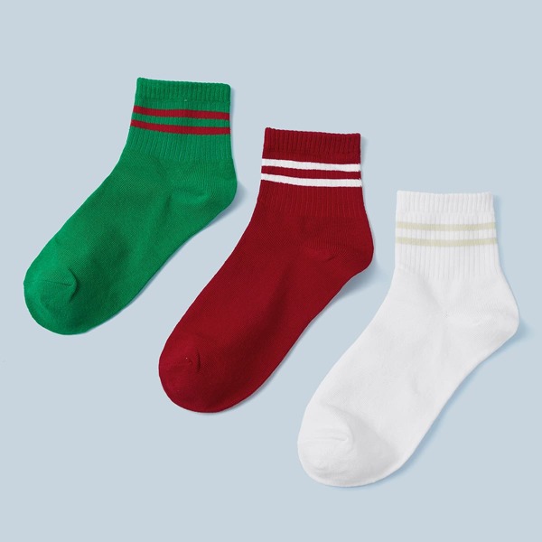

3pairs Christmas Striped Pattern Socks