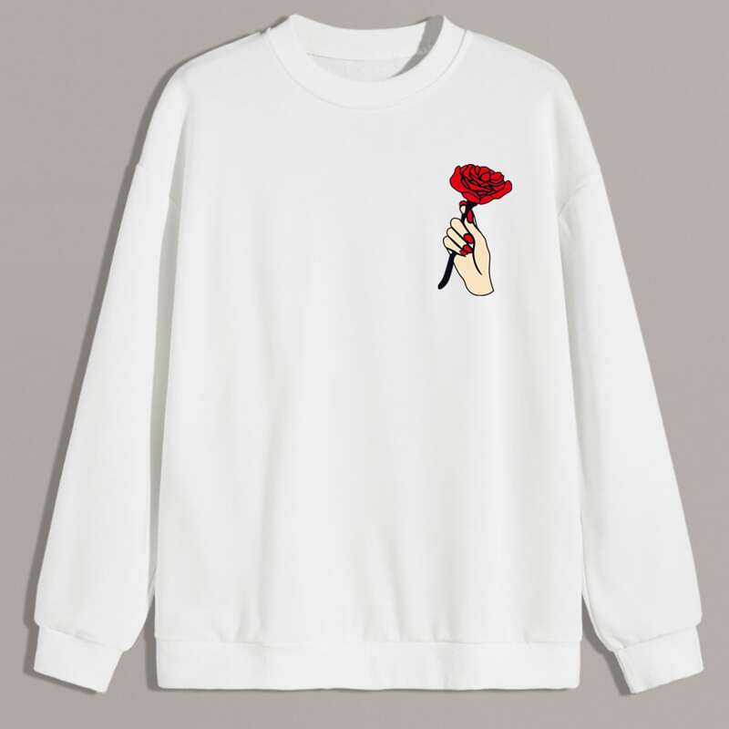 

Guys Rose & Hands Print Sweatshirt, White