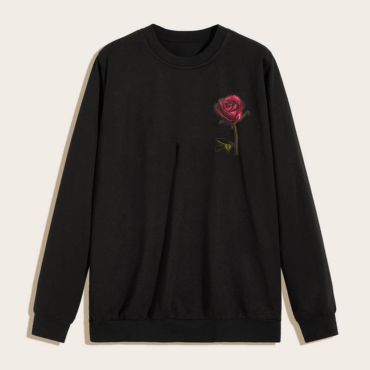 

Guys Rose Print Sweatshirt, Black