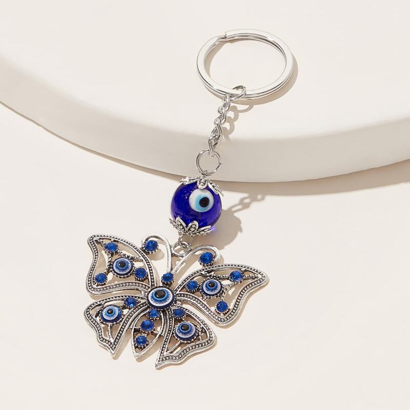 

Rhinestone Decor Butterfly Keychain, Multicolor