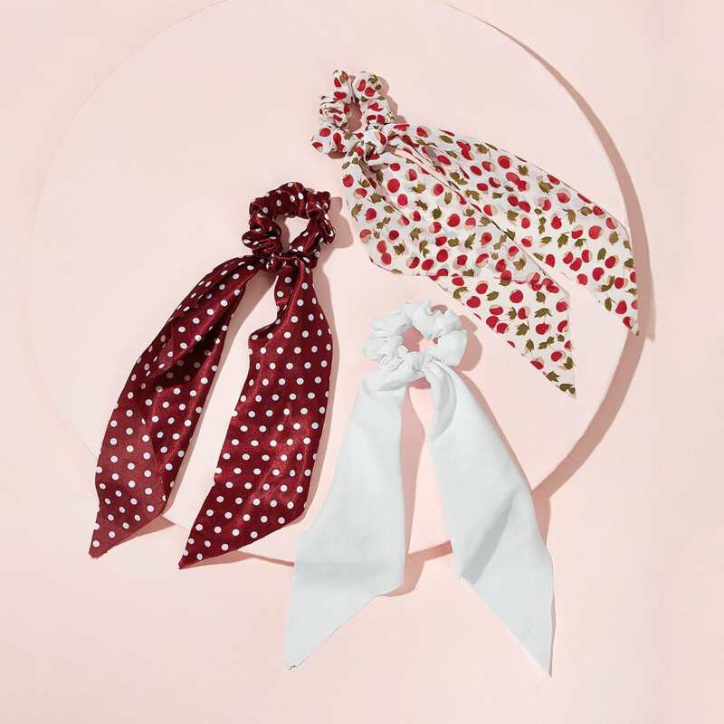 

3pcs Polka Dot Hair Tie, Multicolor