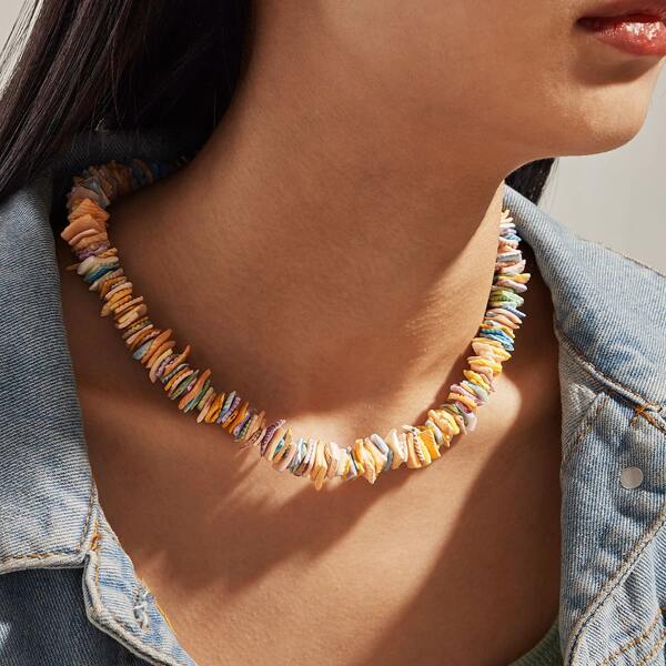 

1pc Shell Beaded Necklace, Multicolor