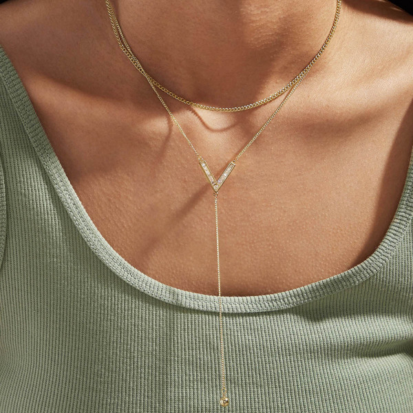 

1pc Rhinestone Decor Layered Necklace, White