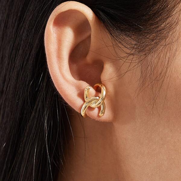 

1pair Metal Circle Ear Cuff, Gold