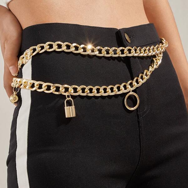 

Lock & Ring Decor Waist Chain 1pc