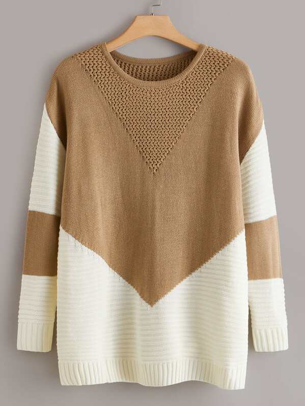 

Plus Cut And Sew Longline Sweater, Multicolor