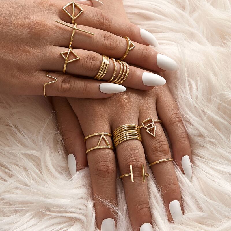 

24pcs Simple Geometric Decor Ring, Gold