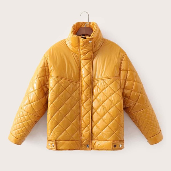 

Zip Up Stand Collar Padded Jacket, Yellow