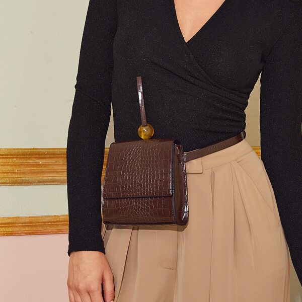 

Croc Embossed Fanny Pack, Brown