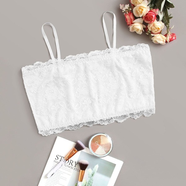 

Plus Floral Lace Bralette, White