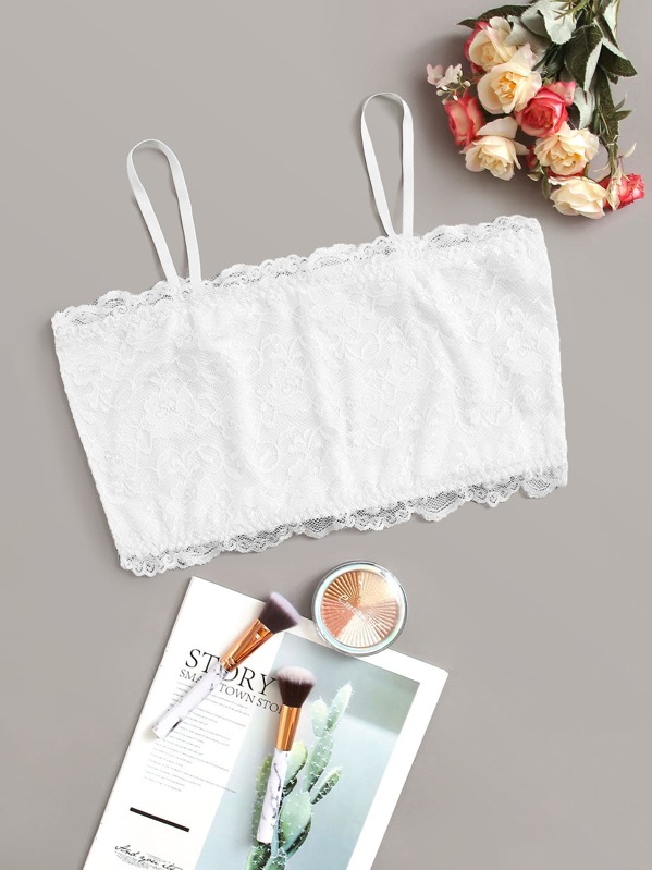 

Plus Floral Lace Bralette, White
