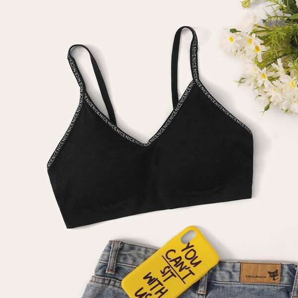 

Letter Tape Bralette, Black