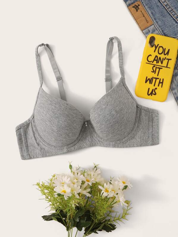 

Solid Underwire Bra, Grey