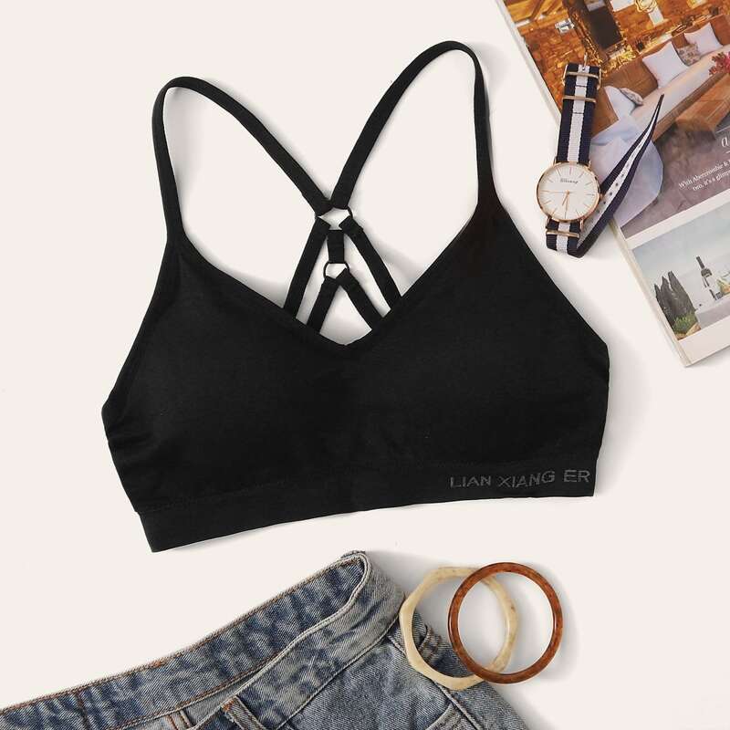 

Ring Linked Bralette, Black
