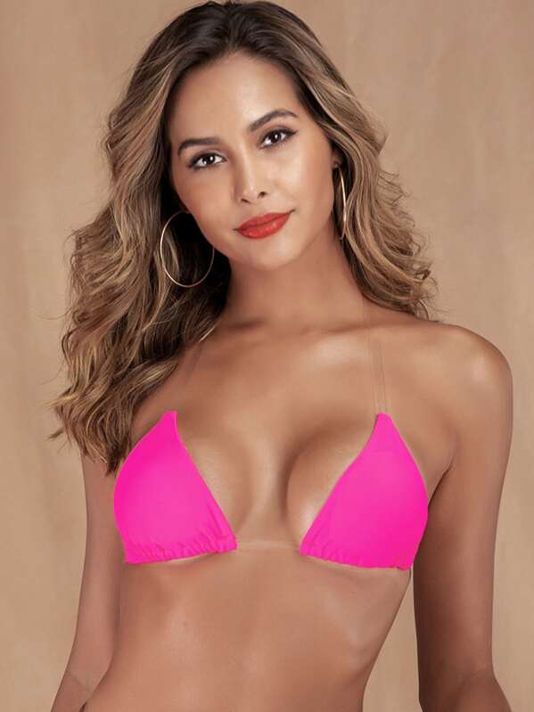 

Neon Pink Halter Bikini Top, Giulia