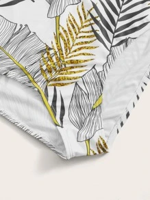 SHEIN Swim Tropical Bikini Set Halter Top & High Waisted Bottom 2 Pieces Bathing Suit Summer - Multicolor - View 4