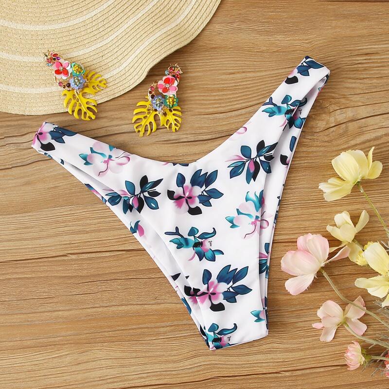 

Floral Random Print High Cut Bikini Panty, Multicolor