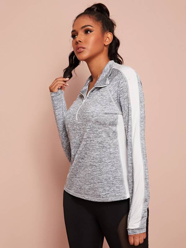 

Contrast Panel Space Dye Sports Sweatshirt, Grey, Tina