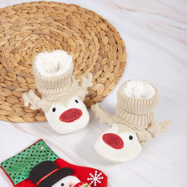 

Baby Girl Cartoon Design Knit Boots, Beige