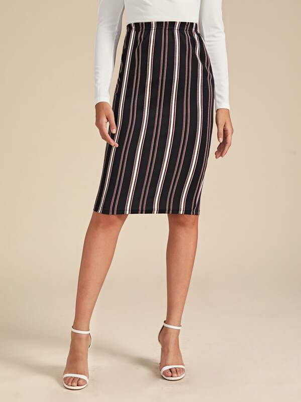 

Striped Pencil Skirt, Multicolor, Luiza