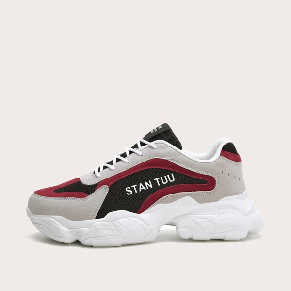 

Men Letter Graphic Colorblock Chunky Sneakers, Multicolor
