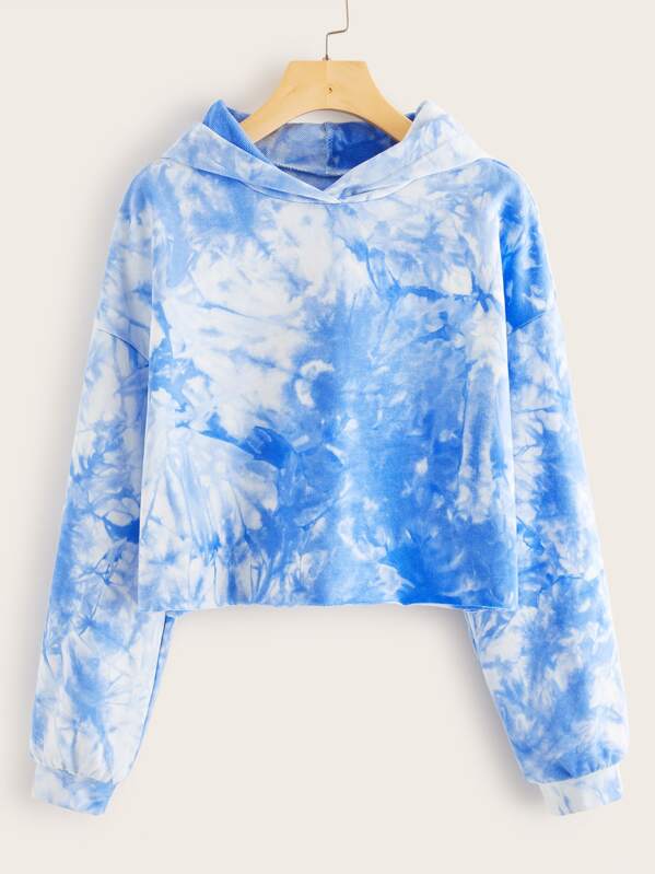 

Tie Dye Hooded Crop Sweatshirt, Multicolor