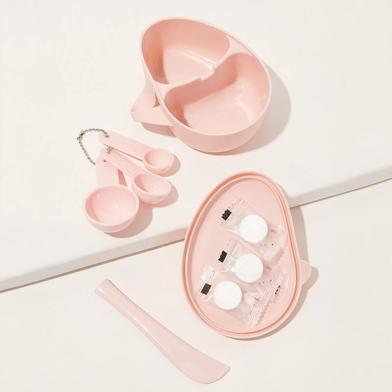 

5pcs Mask Bowl Set With Compression Mask, Pink