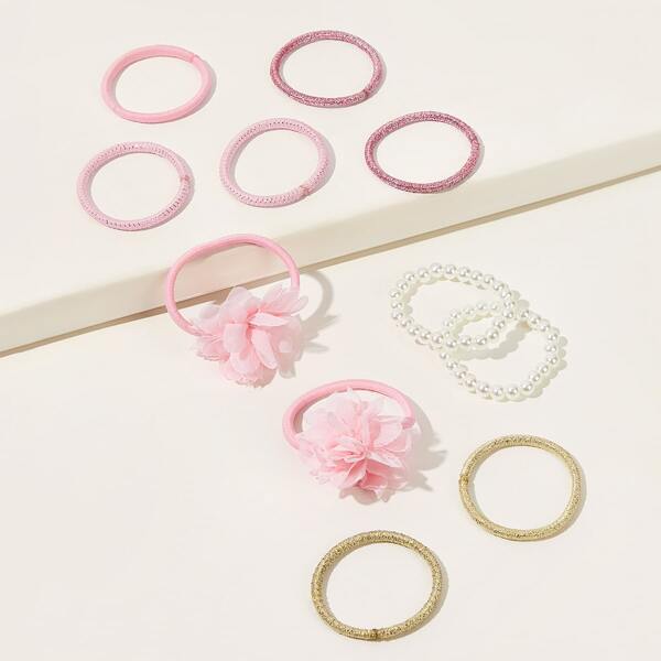 

11pcs Girls Flower Decor Hair Tie