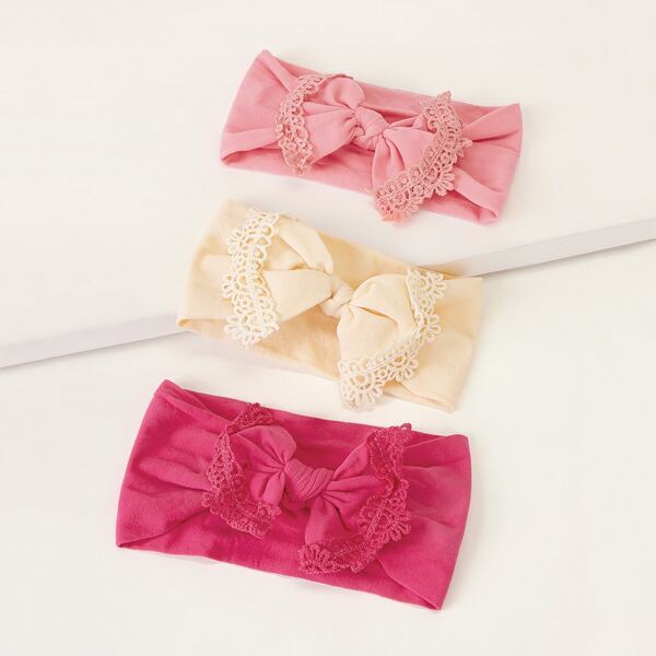 

3pcs Baby Lace Bow Knot Decor Headband, Multicolor