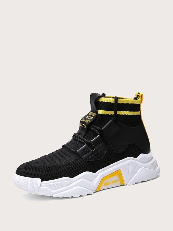 high top knit sneakers