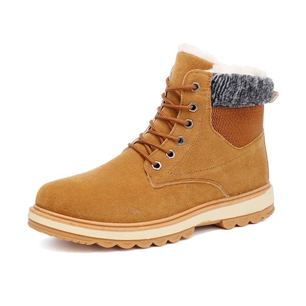 

Men Fur Lined Lace-up Boots, Khaki