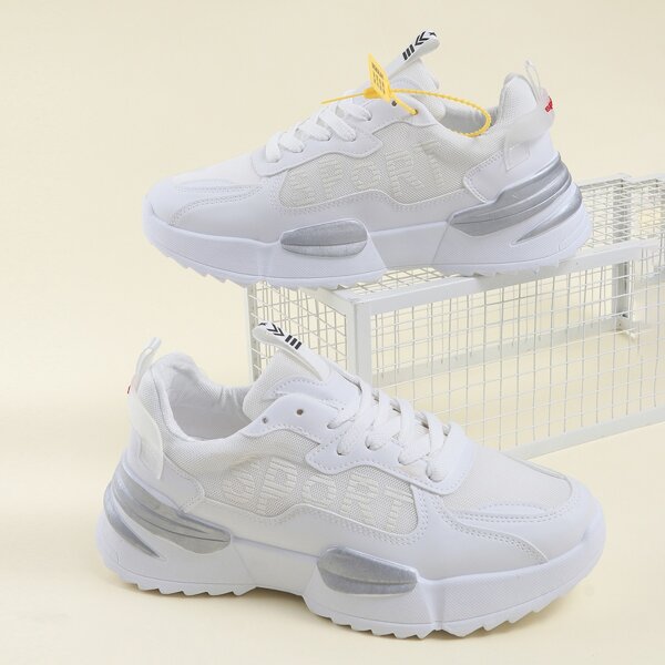 

Men Lace-up Front Chunky Sneakers, White