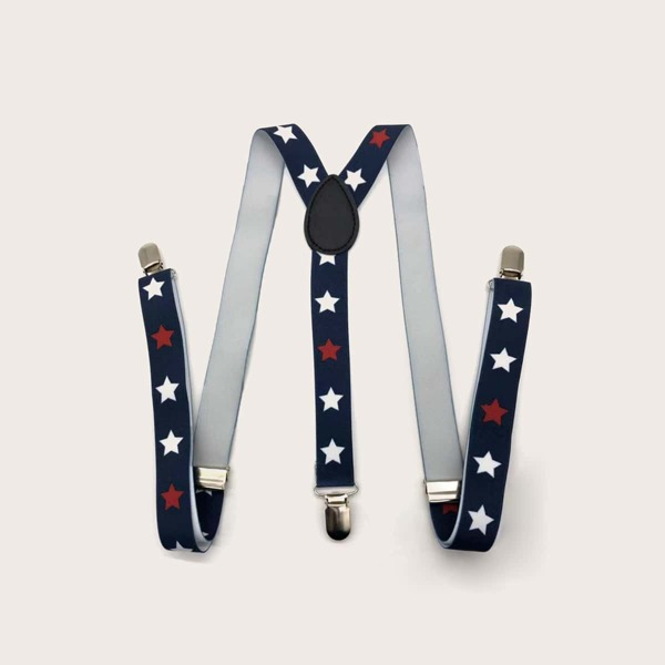 

Men Star Pattern Suspenders, Multicolor