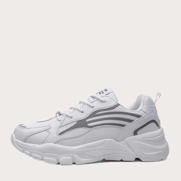 

Men Letter Graphic Lace-up Chunky Sneakers, White