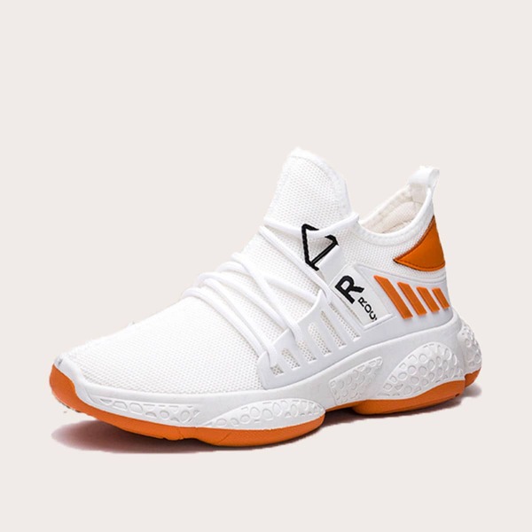 

Men Letter Graphic Knit Sneakers, White