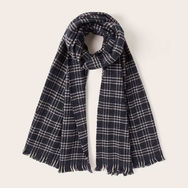 

Men Plaid Fringe Hem Scarf, Multicolor