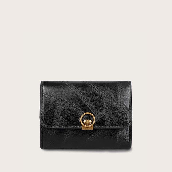 

Metal Decor Fold Cover Wallet, Black