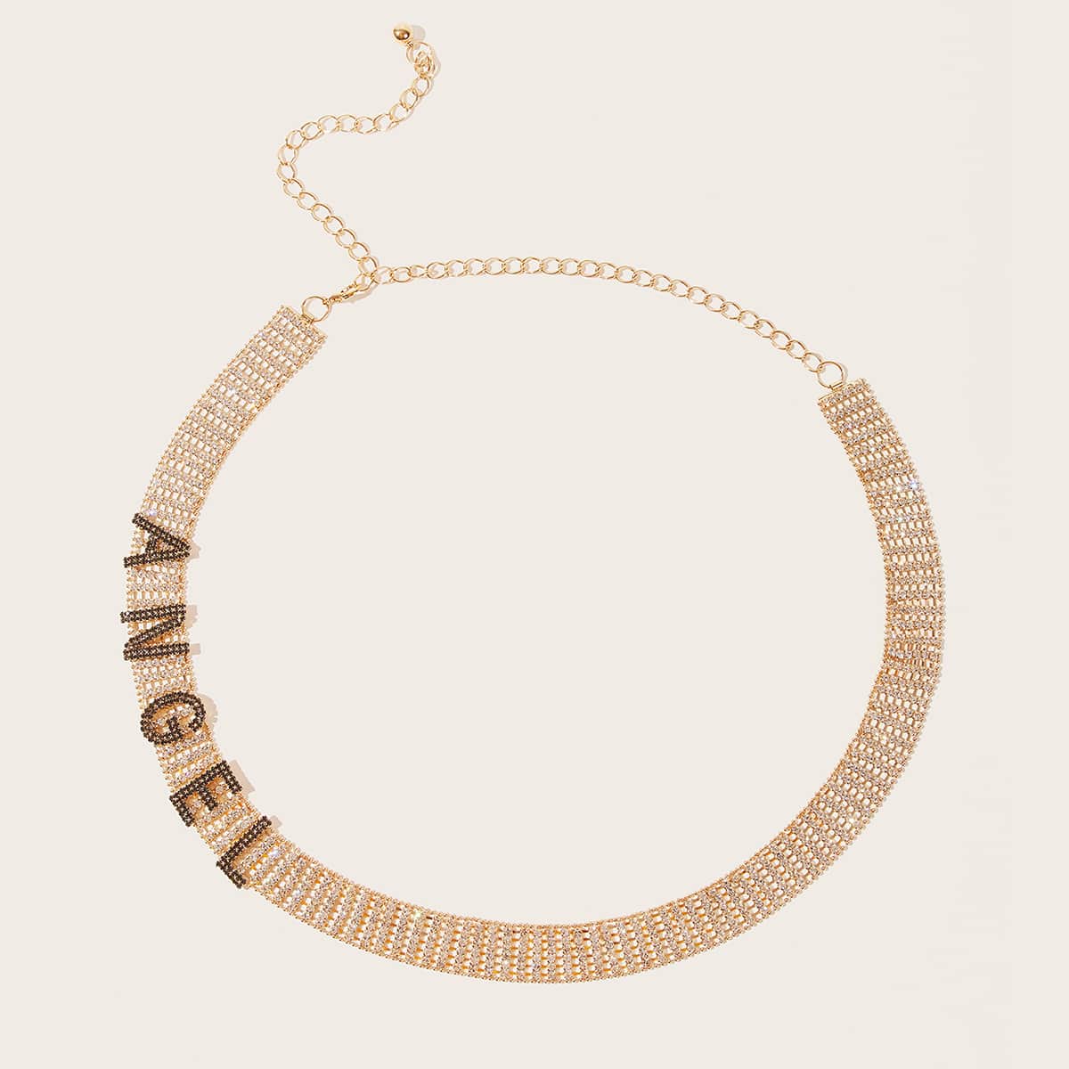 

Rhinestone Slogan Decor Waist Chain, Gold