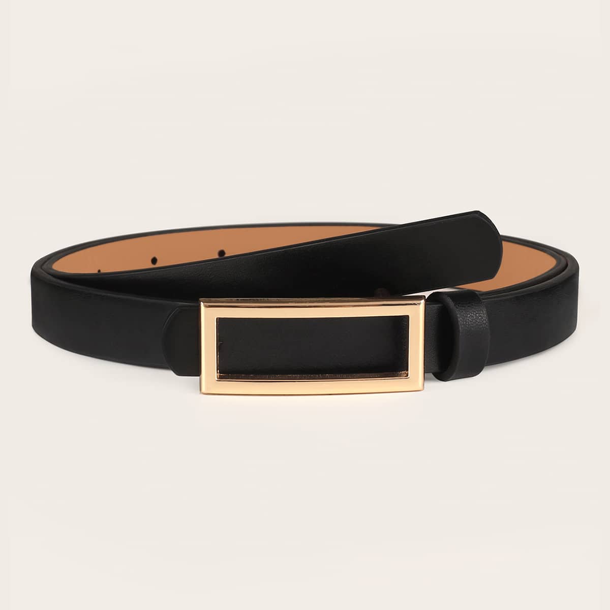 

Geometric Metal Buckle Belt, Black