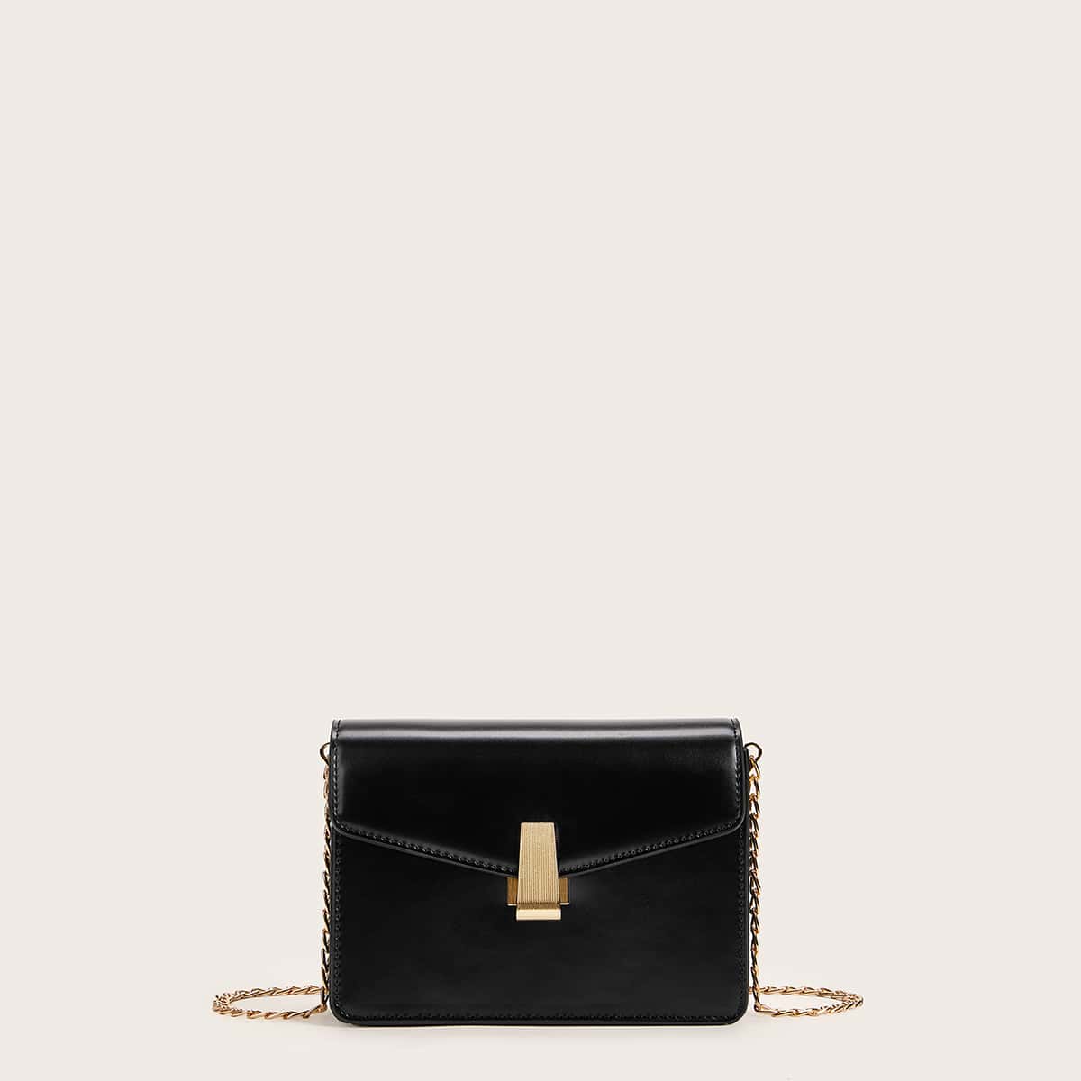 

Flap Chain Crossbody Bag, Black