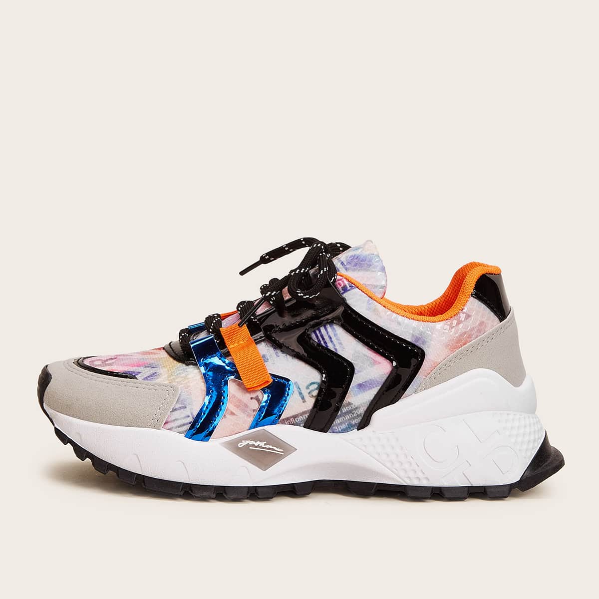

Colorblock Lace-up Chunky Sneakers, Multicolor