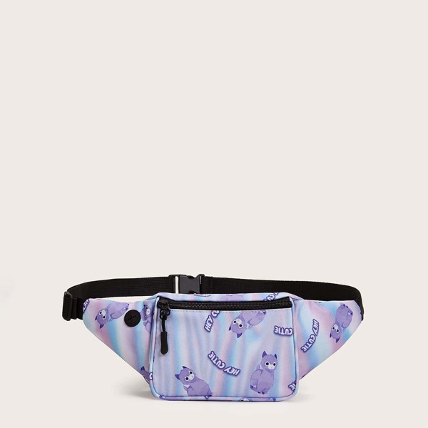 

Cartoon & Letter Graphic Fanny Pack, Purple