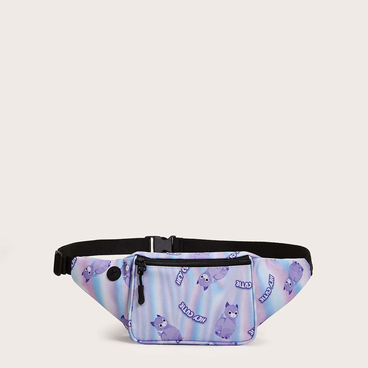 

Cartoon & Letter Graphic Fanny Pack, Purple