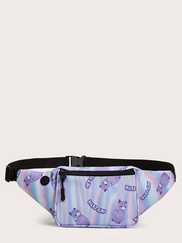 

Cartoon & Letter Graphic Fanny Pack, Purple
