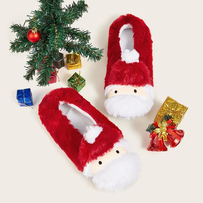 

Christmas Decor Fluffy Slippers, Red