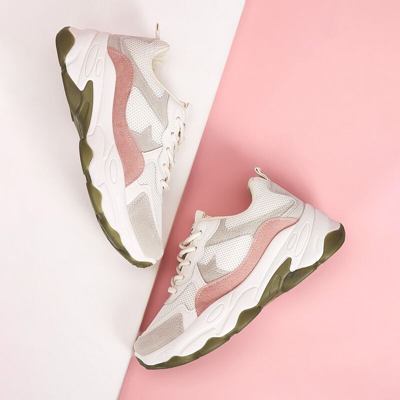 

Letter Graphic Lace-up Chunky Sneakers, Multicolor