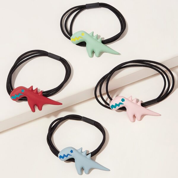 

4pcs Dinosaur Decor Hair Tie, Multicolor