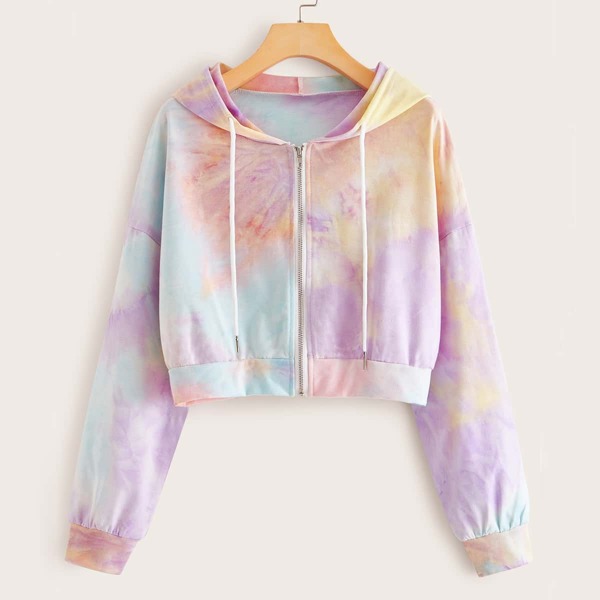 

Tie Dye Zip Up Hooded Sweatshirt, Multicolor