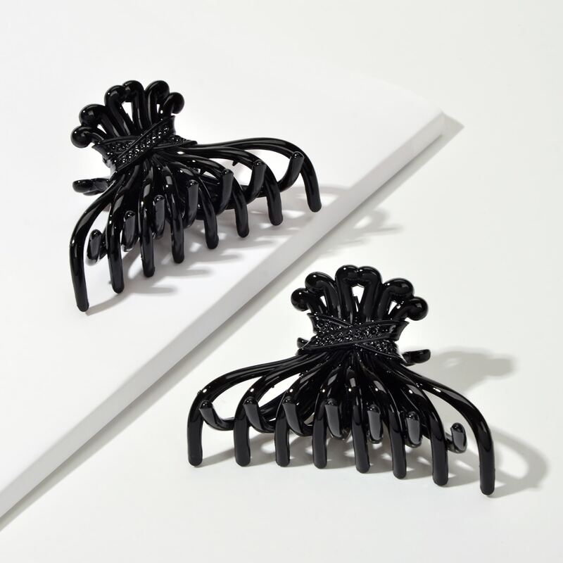 

2pcs Simple Hair Claw, Black